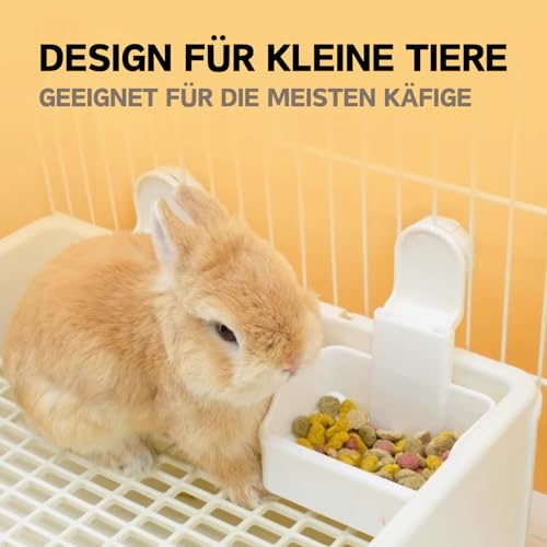 Kaninchenschüssel, 2-in-1 Hängende Schüssel für Kleine Hundekäfige - Abnehmbare Futter- und Wasserschüssel für Welpen, Katzen, Kaninchen, Meerschweinchen (Rosa)