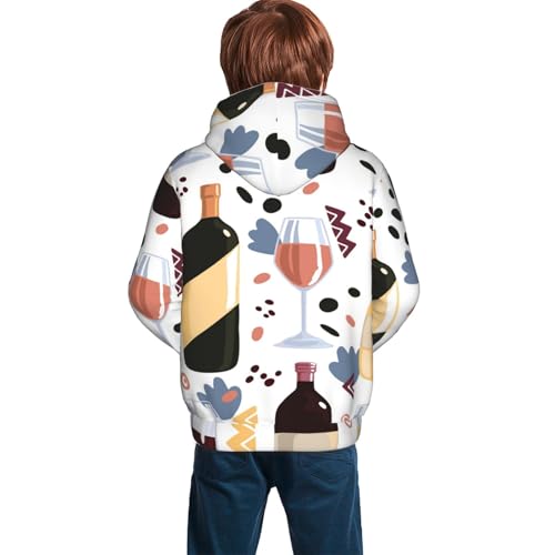 Wine Bottles Glasses Kid Hoodies Boys Sweatshirts Girls Pullover with Pocket4