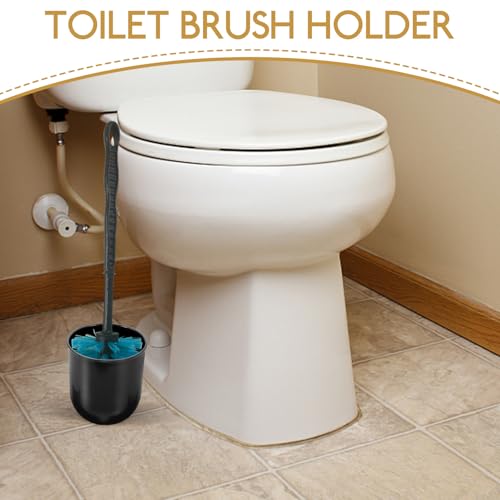 Image of Zerodeko Toilet Brush Holder Set with 15 Compact Plastic Cleaning Brush Cups for Bathroom Storage Space-Saving Organizer