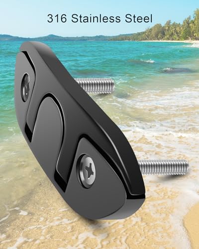 HZSIFU Boat Cleat 4-1/2 Inch, Marine 316 Stainless Steel Folding Flip up Rope Dock Cleats with Screws and backplane for Pontoon Yacht Kayaks Sailboat Powerboat Canopy Houseboat Piers Decks 2PCS - Thumbnail 5