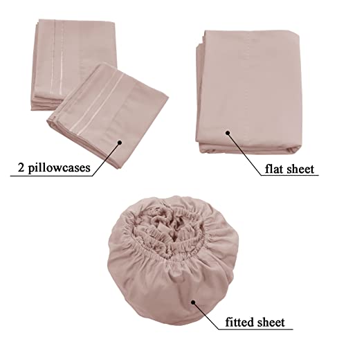 Mejoroom Bed Sheets Set,Extra Soft Luxury Egyptian Sheets With 15-Inch Deep Pocket,Premium Bedding Collection - Breathable Wrinkle Fade Stain Resistant Hypoallergenic - 4 Piece (Full, Peach Whip) #TOP4