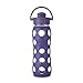 Lifefactory 22-Ounce BPA-Free Glass Water Bottle with Flip Cap and Silicone Sleeve, Royal Purple