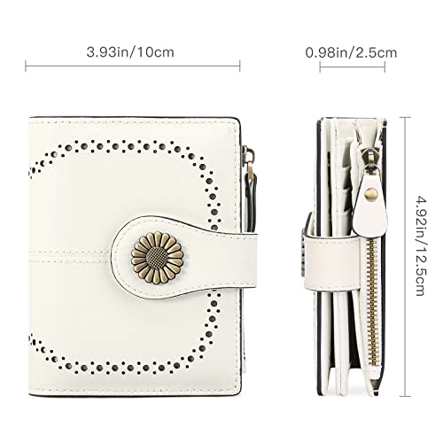 Image of SENDEFN Small Womens Wallet Leather Bifold Card Holder RFID Blocking with Zipper Coin Pocket