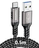 TOMSING USB Type C ケーブル 0.5m USB A to USB C 3.2 3A/60W急速充電 10Gbps高速データ転送 高耐久 ナイロン編み 断線防止 充電ケーブル for iPhone 16 / 15 /iPad Pro/MacBook/Galaxy/Xperia/その他 Android 等 USB-C機器対応 (鉄灰色,0.5m)