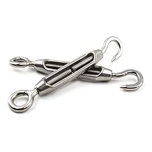 M10 Stainless Steel 304 Hook & Eye Heavy Duty Turnbuckle Wire Rope Tension Pack of 2