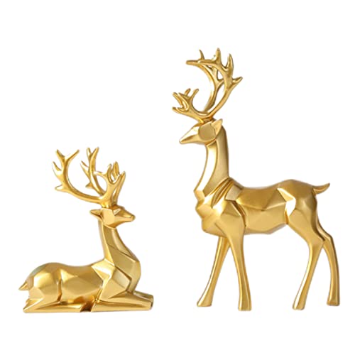 Statue de cerf doré européen pour décoration de bureau chic - 2