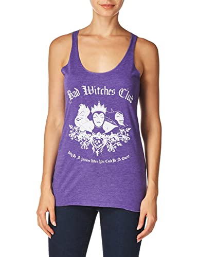 Disney Women's Villains Bad Witch Club Tri-Blend Racerback Layering Tank, Purple Heather, Medium