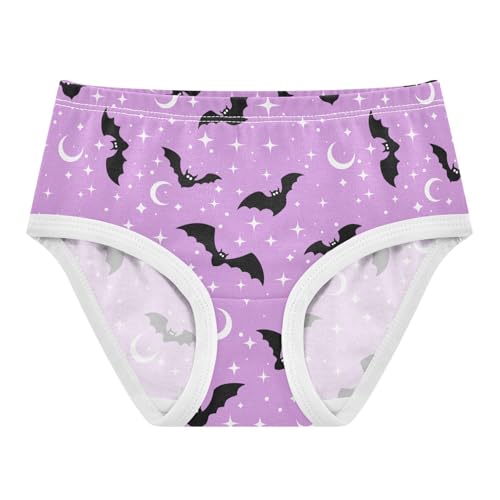 Little Girl Underwear Toddler Panties Kids Undies Halloween Bats Moons Soft Cotton Briefs 2T-8Y
