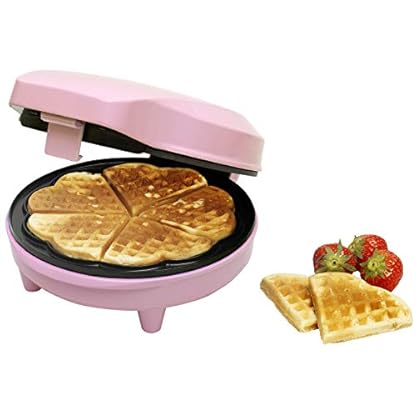 Bestron Waffeleisen für klassische Herzwaffeln, Waffelmaker mit Antihaftbeschichtung für Waffeln in Herzform, Retro Design, inklusive Rezeptvorschläge, 700 Watt, Farbe: Rosa – Bild 6