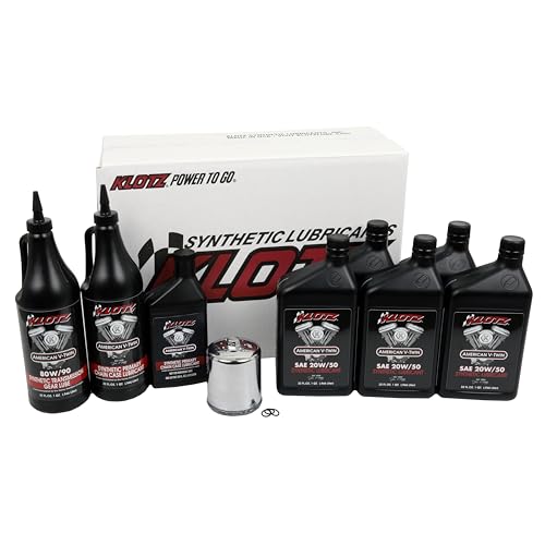Klotz 5 Quart 20W/50 Synthetic Motor Oil Change Kit for 1999-2018 Twin Cam & 2017-2024...