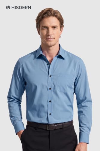 Image of HISDERN Mens Dress Shirts Long Sleeve Button Down Casual Shirts for Men Inner Contrast Formal Business Tuxedo Wedding Shirt