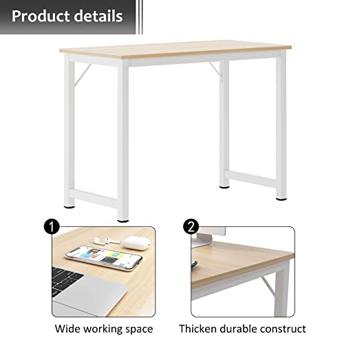 Sogesfurniture Computer Desk 39.4 Inches Sturdy Office Desk Meeting Desk Training Desk Writing Desk Workstation Desk Gaming Desk,Maple #TOP6