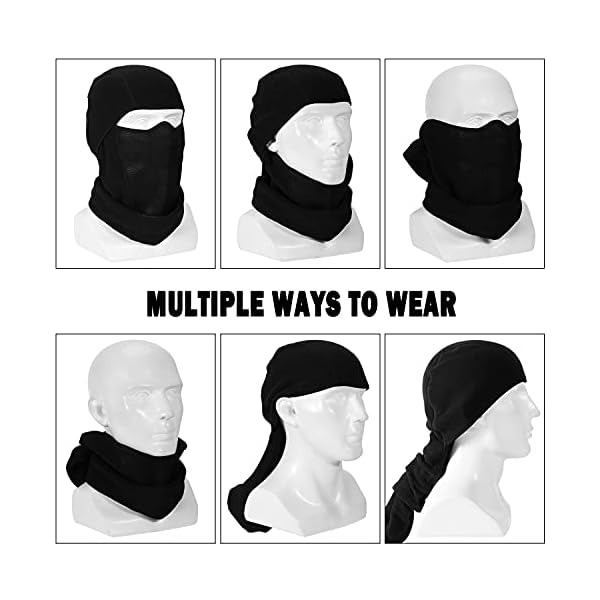 AYPOW Warme atmungsaktive Balaclavas, Winter Radfahren Dicke Vollmaske Abdeckung mit Mesh-Panel, Winddicht Fleece Ski Halswärmer für Männer und Frauen - Universal elastische Größe – Bild 7