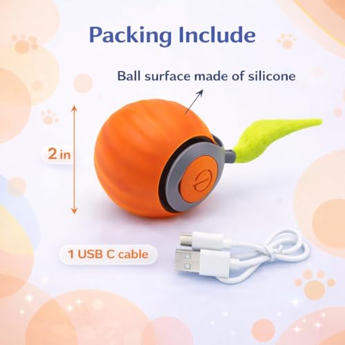 Image of Interactive Cat Toys for Indoor Cats, Rechargeable Moving Cat Ball with Feather Tail, 2 Speeds Automatic Kitten Toys for Bored Indoor Cats,Motion Activated Rolling Ball Toy Multicolour (Pink or Blue)