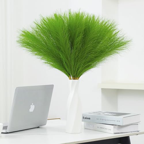 Wttisel 50pcs 22" Faux Pampas Grass Green Pampas Grass Decor for Table Vase