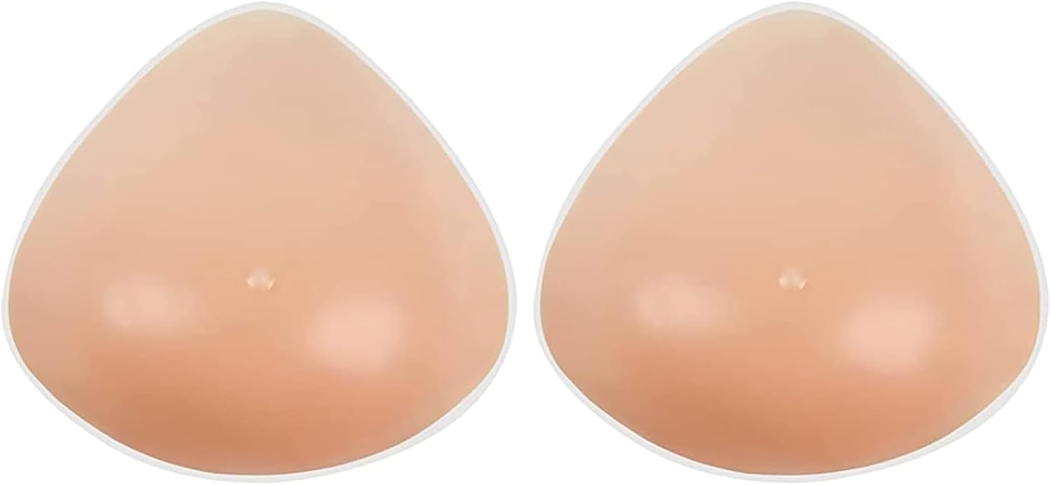 Triangle Silicone Breast Forms Concave Bra Inserts, Mastectomy Prosthesis Fake Boobs Pads, Self-Adhesive Reusable Enhancers