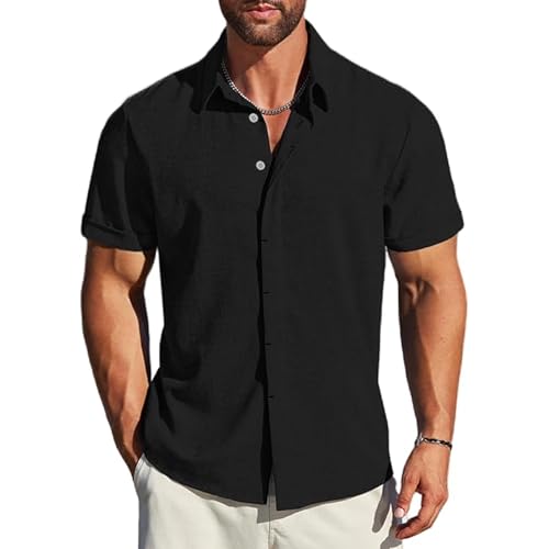 La mejor comparación de Camisas casual para Hombre disponible en línea. 41 OLKBV Camisas De Manga Corta con Botones para Hombre,Hombre Camisa Casual Manga Corta con Botones Ocultos,Adecuada para Playa,Trabajo,Cita. (MX/US, Alfa, Chico, Regular, Regular,...