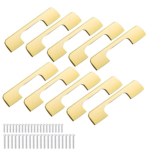 XYZDOUBLE Möbelgriff Schrankgriffe Türgriffe Küchenbargriff in Gold Edelstahl Küchenschränke Möbelgriffe Relinggriffe mit 40 Schrauben 10 Stück Schrankgriffe Bohrlochabstand 128mm Cover