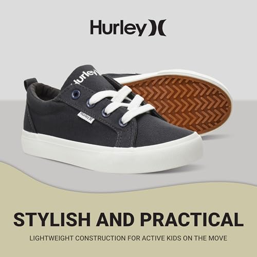 Image of Hurley Kids Finn Sneakers - Canvas Skate Shoes for Kids, Low Cut Tennis Shoes for Girls and Boys
