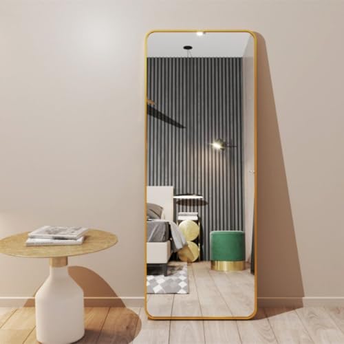 Image of VENETIAN IMAGE Elegent Full Length Mirror- Slim Frame, Modern Look- Perfect for Bedrooms, Living Rooms, & Entrences (Black /Gold /Siver) (Gold, 160 x 45 Cm)