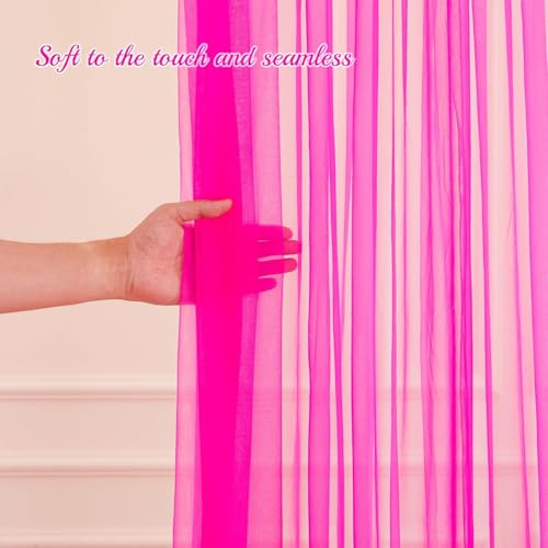 Image of 2pcs Backdrop Decoration Net Tulle Large Size, Nylon Made, Reusable, Soft, Wrinkled Free, 8 x 5 ft Each, Cabana Tent Party Decoration Items for Birthday, Anniversary (Pink)
