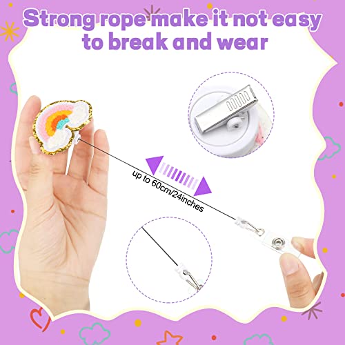 8 Pcs Preppy Nurse Reel Accessories Smile Face Flower Butterfly Rainbow Heart Felt Badge Holder Nursing Name Id Badge Reel Accessories With Swivel Alligator Clip For Id Name Card (Flower) #TOP5