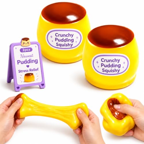 2PCS Crunchy Pudding Squishy for Adults, Office Home Desk