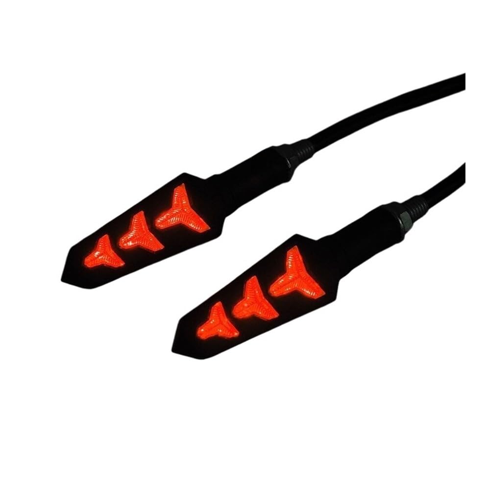 ZHANGSHUMIN Motorbike Indicator 2pcs Motorcycle Turn Signal Light Flashing Motorbike Bendable Flowing Fishbone Indicator Lights Daytime Running Lights 12v Motorbike Indicators(Red)