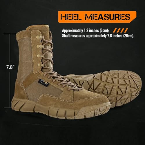 Men's 8 inch Tactical Boots Outdoor Casual Lightweight Coyote Military Boots for Hiking Work Combat4
