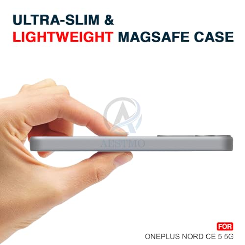 Image of AESTMO OnePlus Nord CE 5 5G Back Cover | Slim Hard Shell | Matte Frosted Hard Back Translucent Back Cover for OnePlus Nord CE 5 5G (Compatible with MagSafe Accessories, Grey)