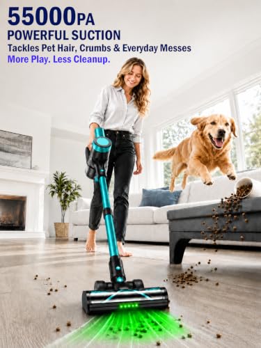 Image of Cordless Vacuum Cleaner, 500W 55KPa Self-Standing Stick Vacuum for Home
