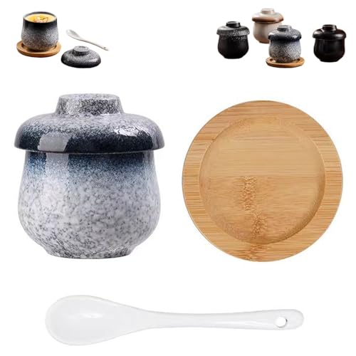 Coddled Egg Cups, Egg Coddlers Sets With Lids, Vintage Style Ceramic Eggs Cooker, Porcelain Tableware Breakfast Serving for Steaming Eggs, Making Soup and Pudding (Style A)