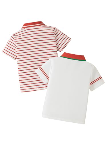 Girl Short Sleeve Polo School Kids Button Up Casual Breathable Cute Print Tops 2pcs Pack2