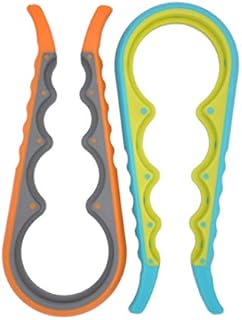 2 pcs Multi-Purpose Colourful Adjustable Rubber Strap Wrench Grip /Tighten Bottle Jar Can Opener for Small Hands, Seniors or Anyone Who Suffers from Arthritis