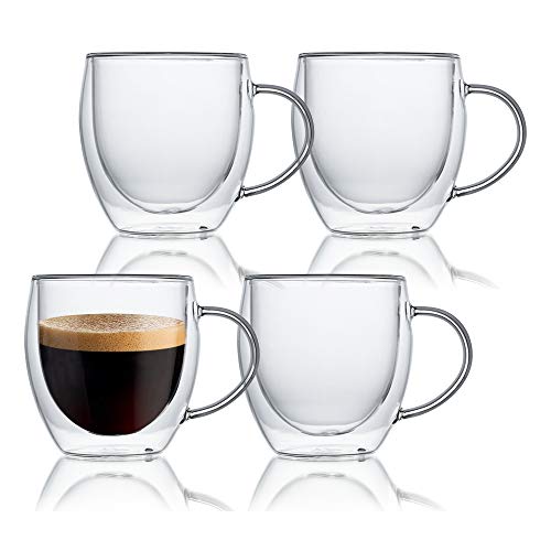 KitchenTour Insulated Coffee Mug 8 oz Double Wall Glass Coffee Cup