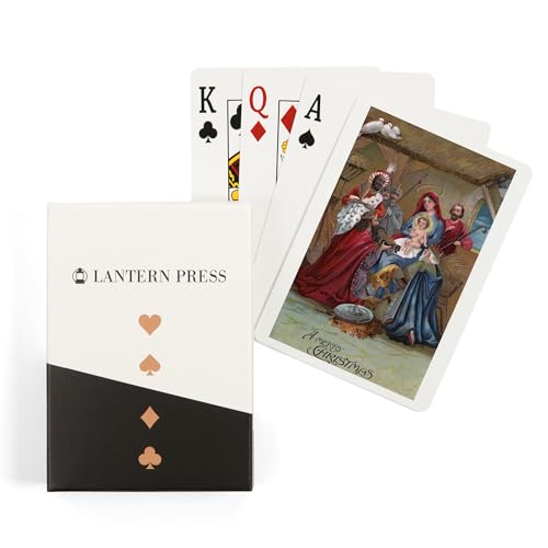 Baraja de cartas poker vintage escena navideña