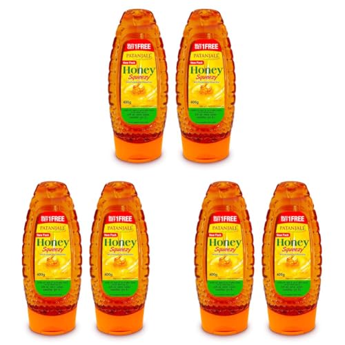 Image of Patanjali Natural Honey Squeeze Pack 400g - No Added Sugar Pure Raw Natural Bee Honey | No Artificial Colour | For Eating Cooking & Wellness (Pack of 3)