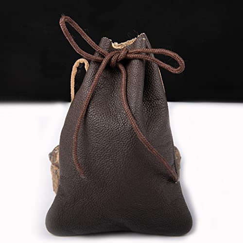 Hulara-Genuine Cowhide Leather Drawstring Shell Pouch Shotgun Ammo Storage Pouch Rifle Ammunition Ammo Shell Bag Rifle Cartridge Holder Leather Ammo Bag For Shotgun Shells (Double Loop Black) #TOP25