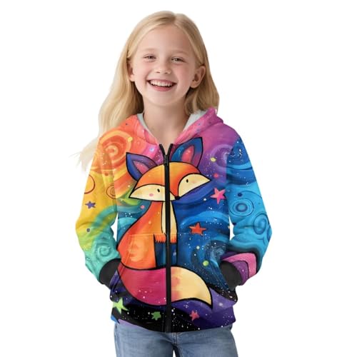Kids Novelty Hoodies with Pockets Boys Girls Zip Up Hooded Neck Sweatshirts Cute Cartoon Print Preppy Clothes