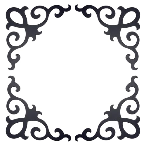 QUARKZMAN 4 Pezzi Adesivi da Parete Specchio Autoadesivi, Piastrelle Specchio Cavo in Acrilico Adesivo Angolo Adesivi Cavi per Decorazione Sfondo Camera Casa, Nero (10x10cm)