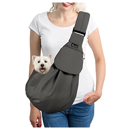 SlowTon Pet Carrier, Hand Free Sling Adjustable Padded Strap Tote Bag Breathable Cotton Shoulder Bag Front Pocket Safety Belt Carrying Small Dog Cat Puppy Up to 13 lbs Machine Washable (Grey)