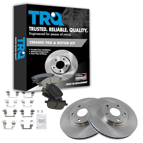 TRQ Front Brake Pad & Rotor Kit Brake Pads Brake Rotor Ceramic Compatible with 1999-2001 Lexus RX300