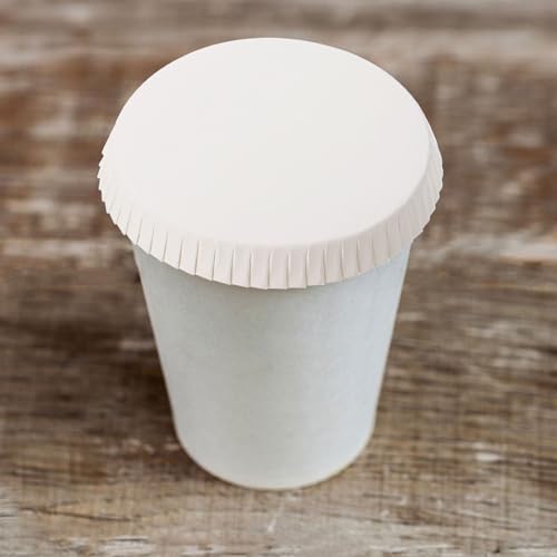 YARNOW 100Pcs Disposable Paper Cup Covers Recycled Paper Tea Coffee Drinking Cup Lids for Home Office Hotel Party Use 3.54X3.54X0.59In Stackable Design