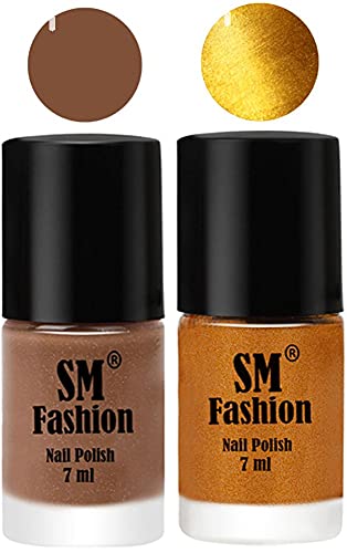 Image of Long Lasting Nail Polish | Nail Paint Combo 7 ml Each) - Set of 2 Tan-Golden