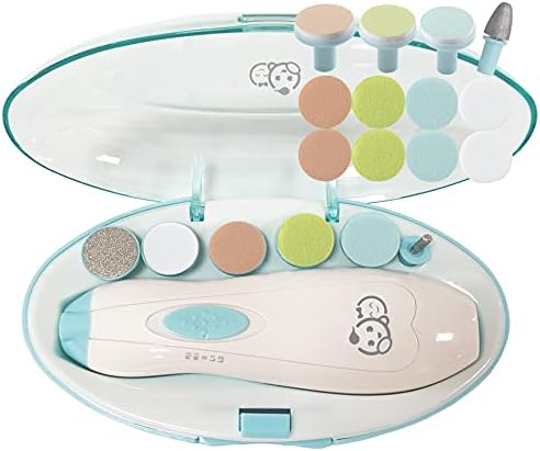 Baby Nail Clippers 20 in 1 by Royal Angels, Safe Electric Baby Nail Trimmer, Baby Nail File Kit, Additional Replacement Heads, Newborn Toddler Toes and Fingernails, Trim and Polish (Yellow)