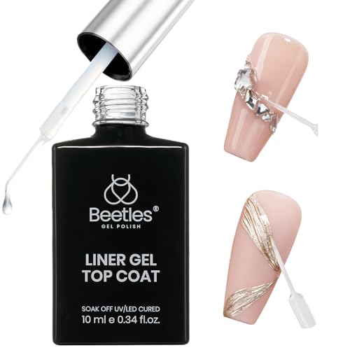 Image of Beetles Liner Gel Top Coat - Decoration Sealing Nail Gel with Fine Brush for Detailed Designs, Strong Adhesion for Mirror Chrome Powder, Rhinestones & Gap Filling UV Light Cure