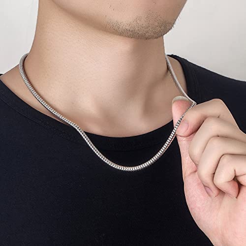 Classic Unisex 925 Sterling Silver Necklace 3-4Mm Round Snake Chain Necklace For Men Women - Party Fine Jewelry - Original Silver Link Necklace 16-17-18-19-20-22-24-26-28-30'' (4Mm Width, 22 Inches) #TOP3