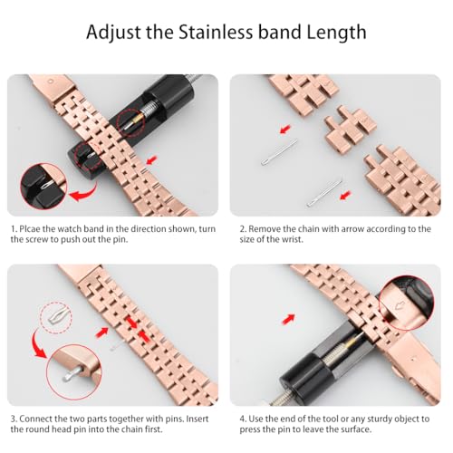 Image of Slim Metal Bands Compatible with Apple Watch 40mm 38mm 41mm 42mm 44mm 45mm, Metal Stainless Steel Chain Strap for Women iWatch Series 9 8 7 6 5 4 3 2 1 SE