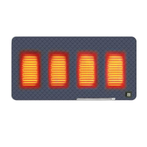 Elektrisch Beheizbare Heizkissen Wärmekissen,Beheiztes Sitzkissen, 45 x 90 cm Ultraweich Heizkissen für Campingstühle mit 3 Heizstufen, Tragebar USB 5V Heizsitzkissen für Stadion, Camping (Dunkelblau)