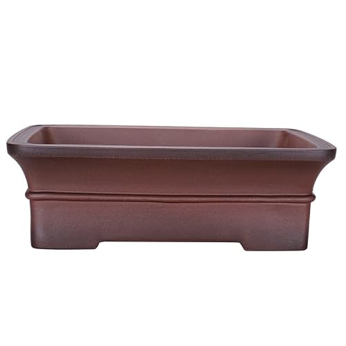 ADERFETBI Plant Pots Indoor Purple sand handmade rectangular purple clay antique middle waistline flowerpot